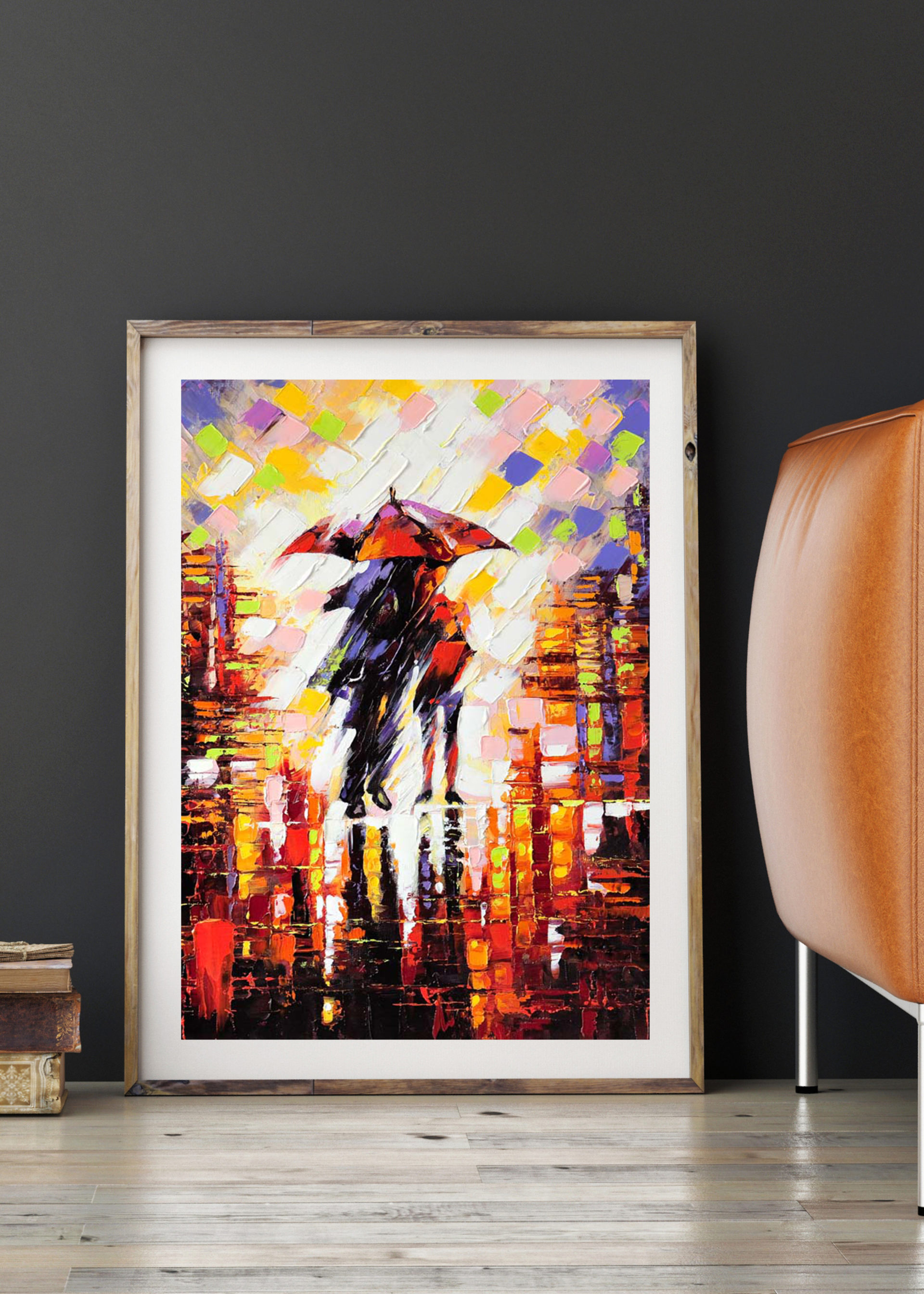 11005 Mr Poster Affisch A Walk In The Rain Konst Abstrakt Fa˘rg Ma¯lning Konst1.jpg