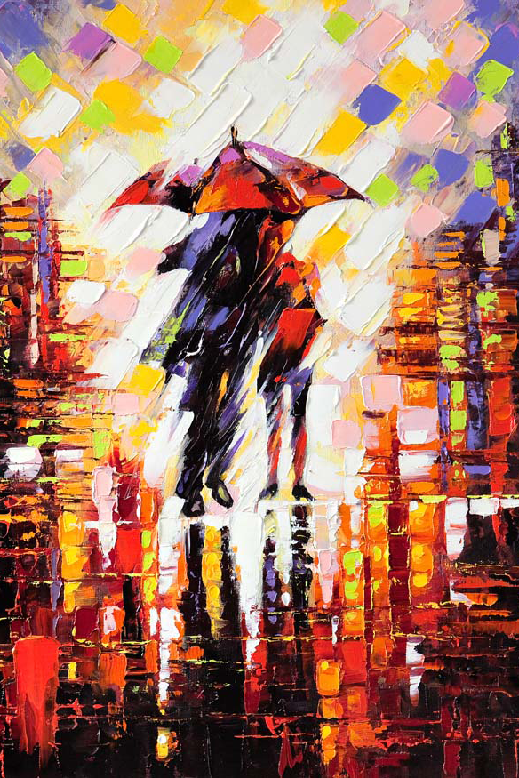 11005 Mr Poster Affisch A Walk In The Rain Konst Abstrakt Färg Målning Konst.png