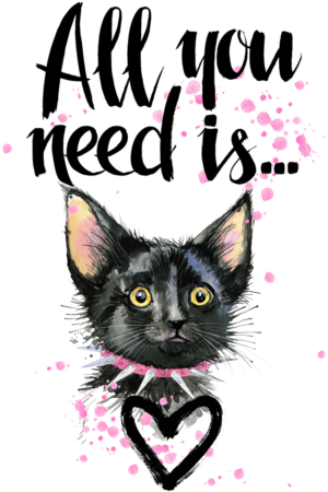 12472 Mr Poster Affisch Kittykat Katt Hjärta Konst.png