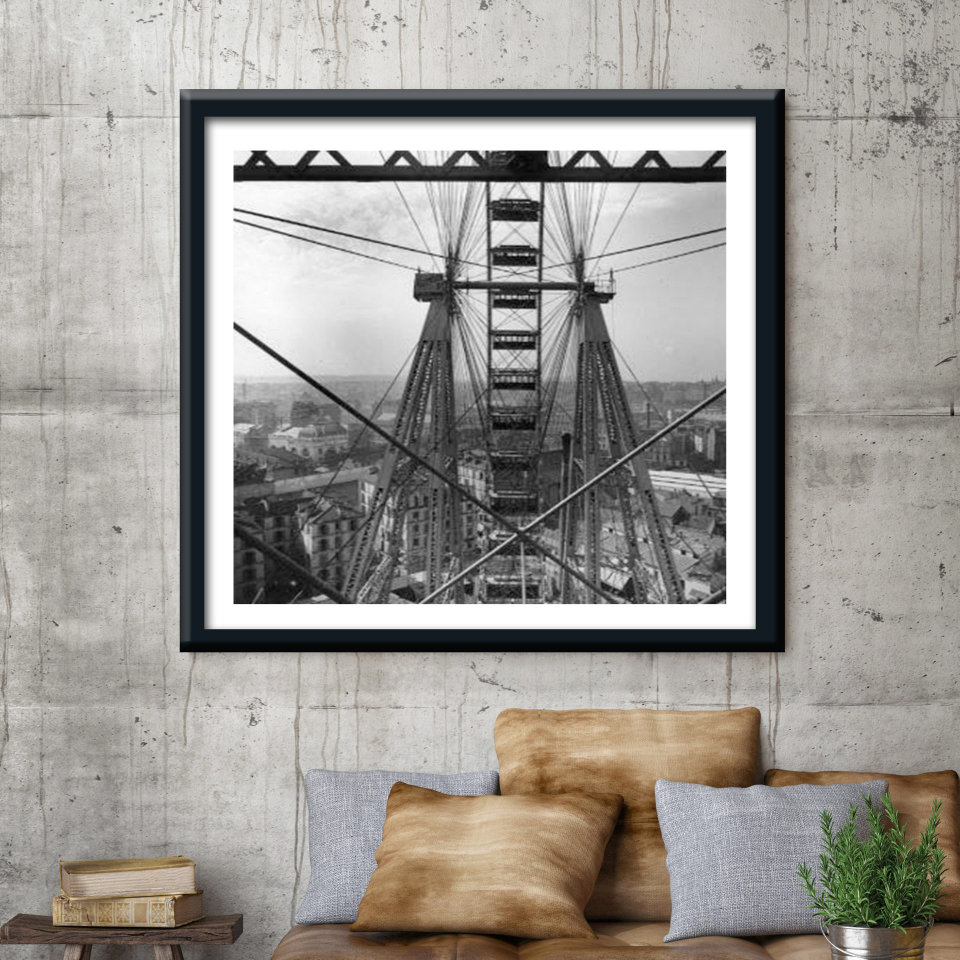 4735 Mr Poster Affisch Funfair Pariserhjul Vintage Svartvit1.jpg